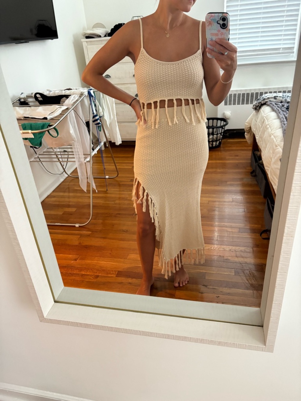 Fringed Crochet Skirt Set